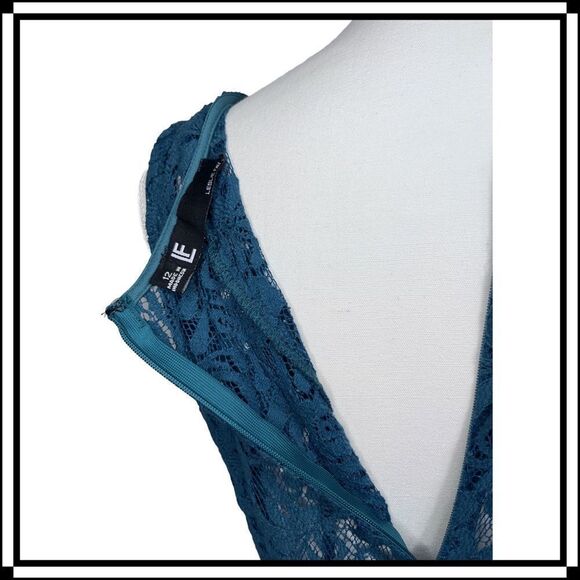 EUC! Leslie Fay Green Lace Overlay Dress, Size 12 - Picture 5 of 5